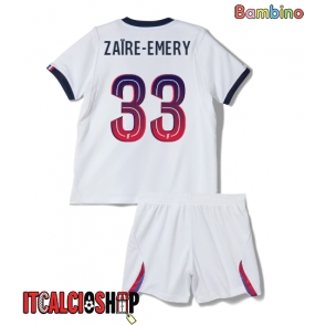 Paris Saint-Germain Warren Zaire-Emery #33 Seconda Maglia Bambino 2026-27 Manica Corta (+ Pantaloni corti)